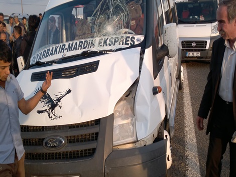 Çınar’da minibüs ineğe çarptı 2