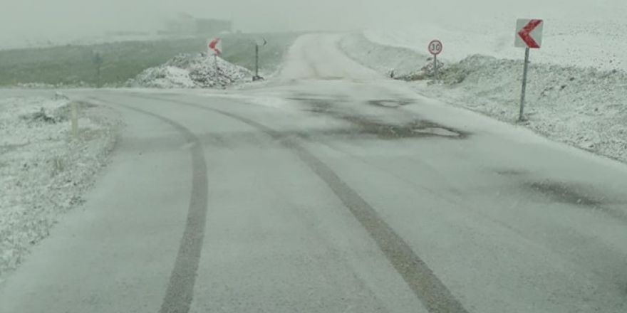 Çınar'ın yüksek kesimlerinde kar etkili oldu