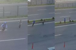 Yoğun trafikte hayatlarını hiçe sayan çocuklar