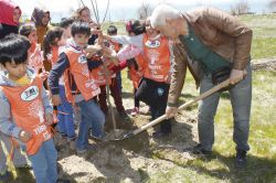 Minik öğrencilerden fidan dikimi foto