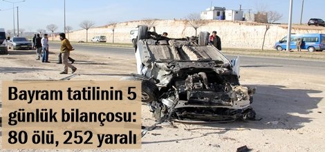 Bayram tatilinin 5 günlük bilançosu: 80 ölü, 252 yaralı