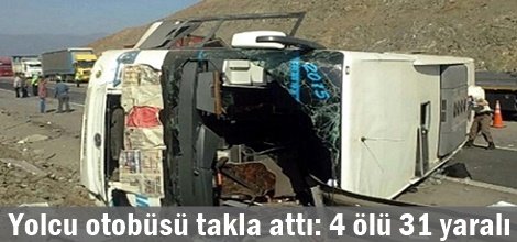 Yolcu otobüsü takla attı: 4 ölü 31 yaralı
