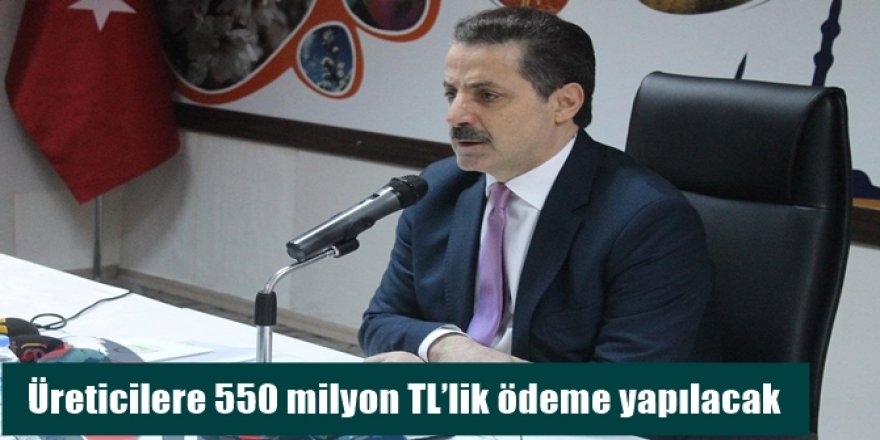Üreticilere 550 milyon TL’lik ödeme yapılacak