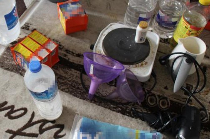 Gaziantep’te uyuşturucu imal edilen eve baskın