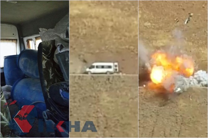 Minîbûsa bombebarkirî ya ku aydê PKKê ye hat bidestxistin