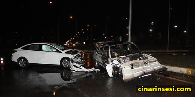 Diyarbakır’da kaza yapan otomobil alev aldı: 2 yaralı