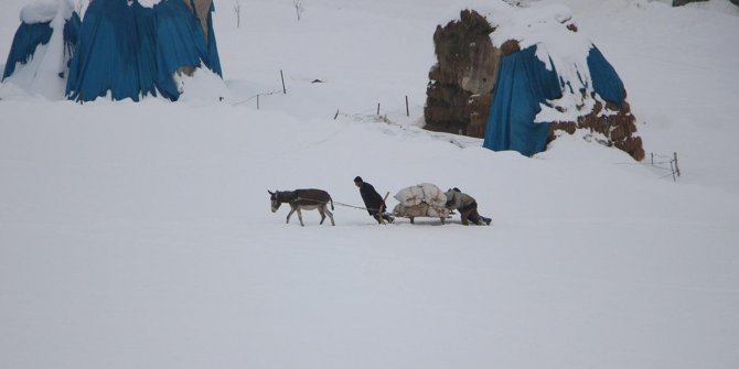 Besicilerin kış şartlarında zorlu çalışması