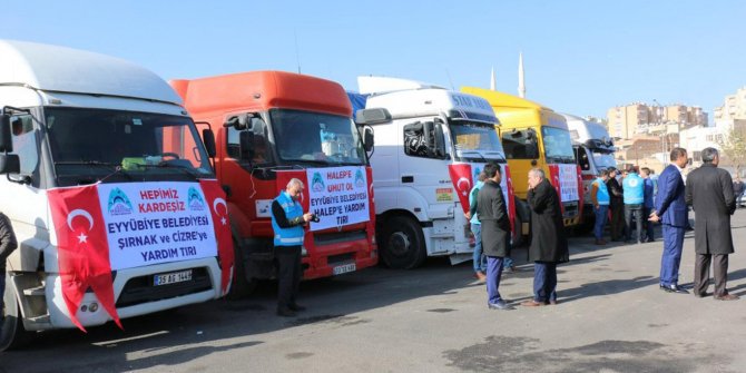 Halep ve Şırnak'a 20 yardım TIR'ı gönderildi
