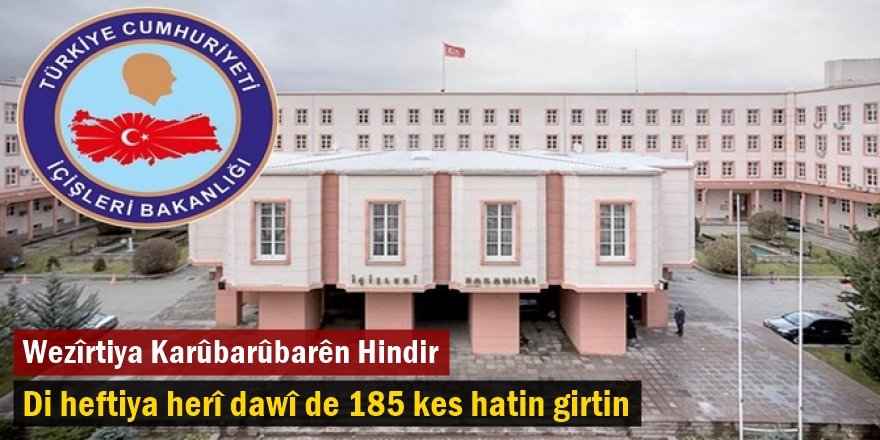 Wezîrtiya Karûbarûbarên Hindir: Di heftiya herî dawî de 185 kes hatin girtin