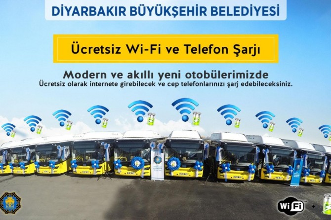 Diyarbakır Büyükşehir Belediyesi otobüslerinde internet hizmeti