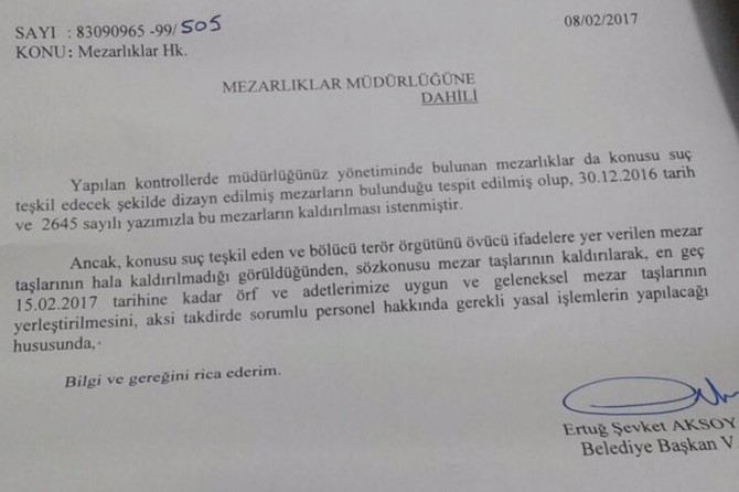Batman’da PKK’lilere ait mezar taşlarına yıkım kararı