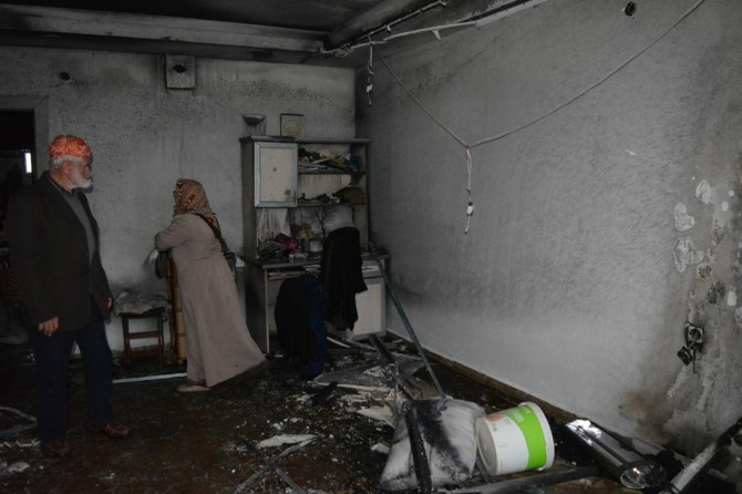 Yapımı tamamlanan evde yangın çıktı