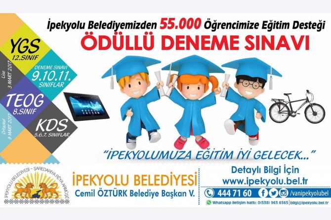 İpekyolu Belediyesinden 55 bin öğrenciye ödüllü deneme sınavı