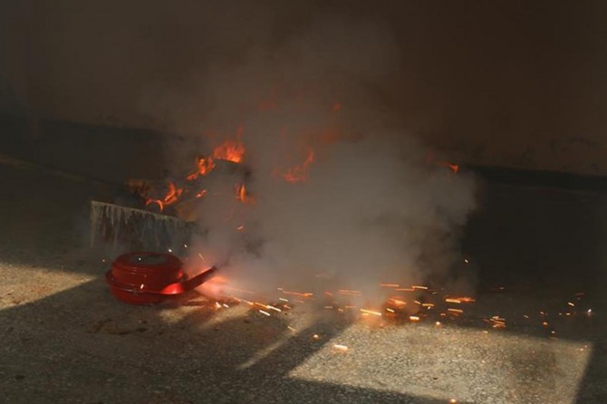 Yangına susuz müdahale tatbikatı