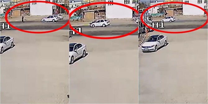 Çınar'da otomobilin yayaya çarpma anı kameralara yansıdı