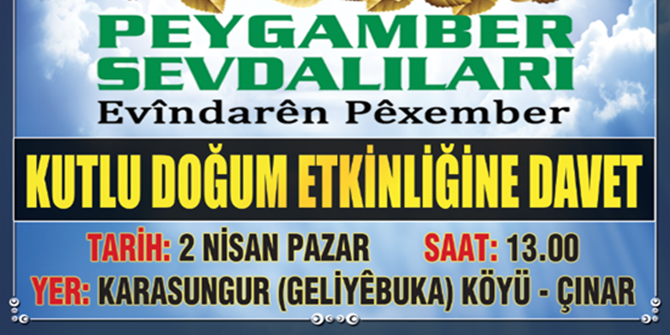 Karasungur (Geliyébuka) Köyü Kutlu Doğum etkinliğine davet