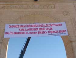 Organize Sanayi Bölgesi Yönetimi'nden "Teşekkür" Pankartı