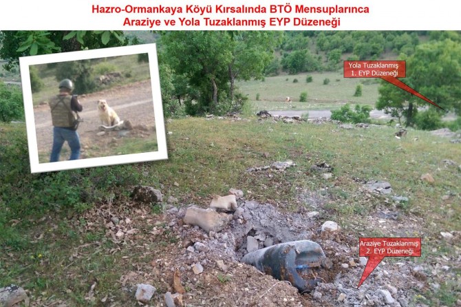 Yol kenarına tuzaklanan bombalar imha edildi