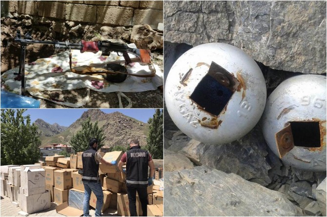 Tunceli'de silah patlayıcı ve kaçak sigara ele geçirildi