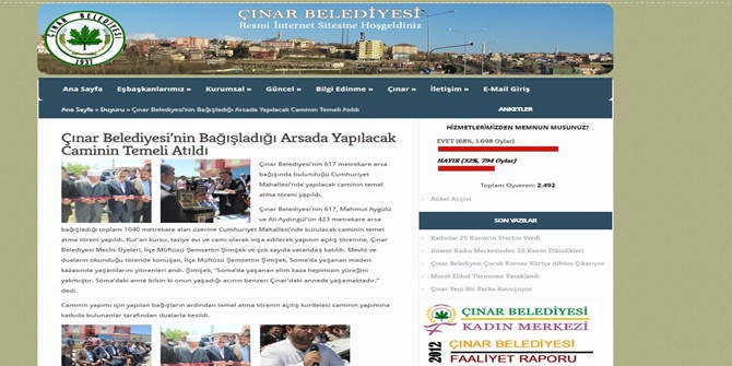 Çınar Belediyesi sitesinde de Kur-an kursu ifadesi geçiyor