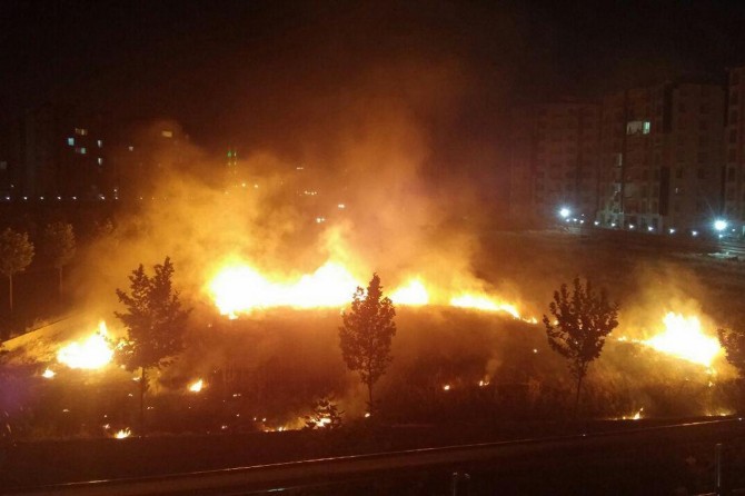 Diyarbakır'da boş bir arazideki yangın paniğe neden oldu