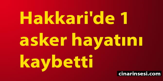 Hakkari Çukurca'de 1 asker hayatını kaybetti