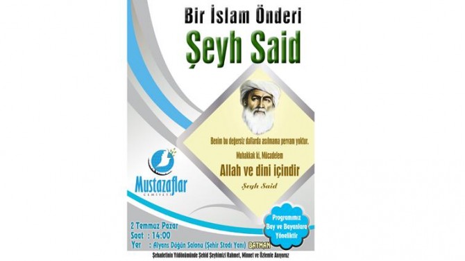 "İslam önderi Şeyh Said" etkinliğine davet