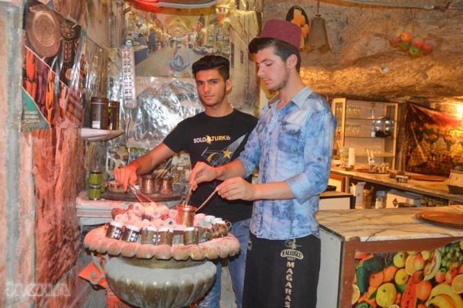 People are cooling down in the caves