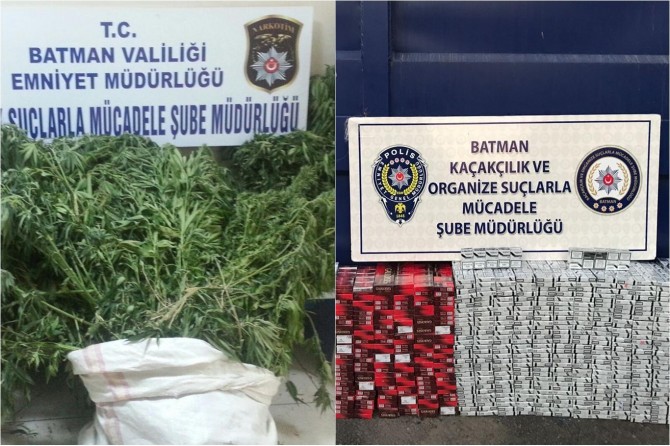 Batman'da Hint keneviri ve kaçak sigara ele geçirildi