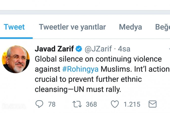 Zarîf bang li raya giştî kir da ku pêşiya jenosîda li Arakanê tê kirin bê girtin