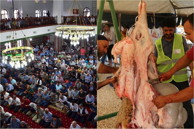 Şanlıurfa’da bayram namazı kılınıp kurbanlar kesildi