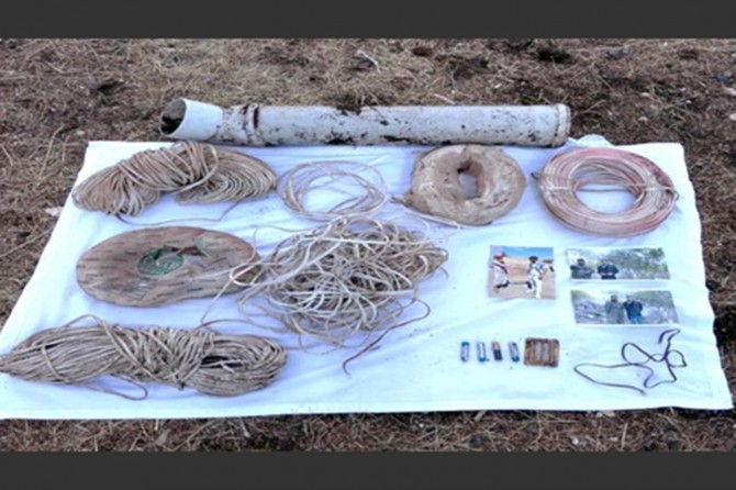 Erzurum'da tespit edilen sığınakta çok sayıda malzeme ele geçirildi