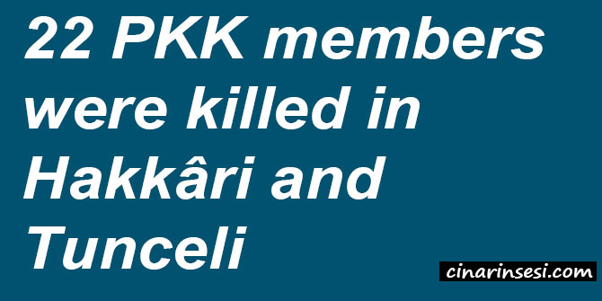 22 PKK members were killed in Hakkâri and Tunceli