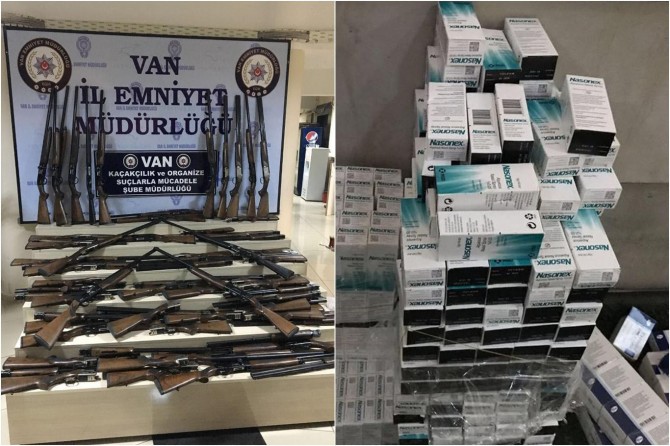 Van’da çok sayıda av tüfeği ve tıbbi ilaç ele geçirildi