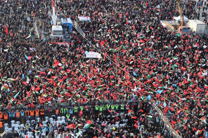 "Kudüs İslam'ındır" mitingi on binlerce kişinin katılımıyla gerçekleşti