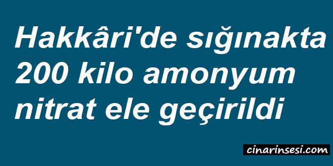 Hakkâri'de sığınakta 200 kilo amonyum nitrat ele geçirildi