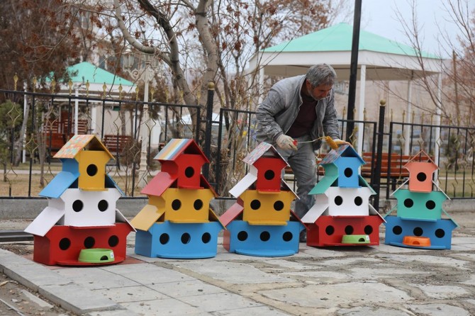 Kuşlar için özel yuvalar yapıldı