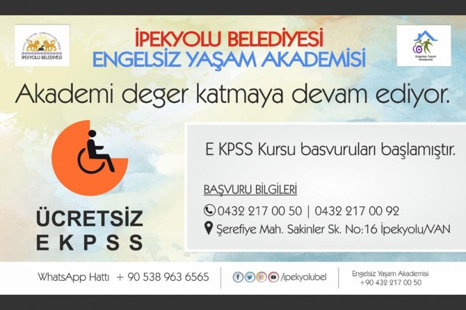 İpekyolu Belediyesinden engellilere yönelik E-KPSS hazırlık kursu