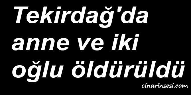 Tekirdağ Marmara Ereğlisinde anne ve 2 çocuğu öldürüldü