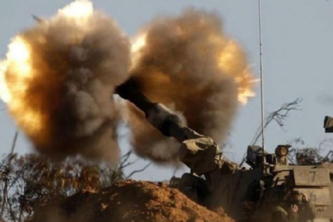 The occupation army shells on Gaza