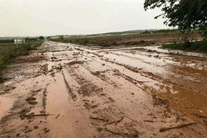 Dolu ve sağanak ekili arazilere zarar verdi