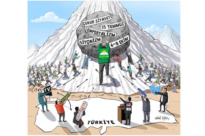 HÜDA PAR'ın mücadelesi çizgiyle anlatıldı