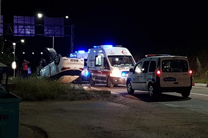 Takla atan otomobilden sağ çıktılar