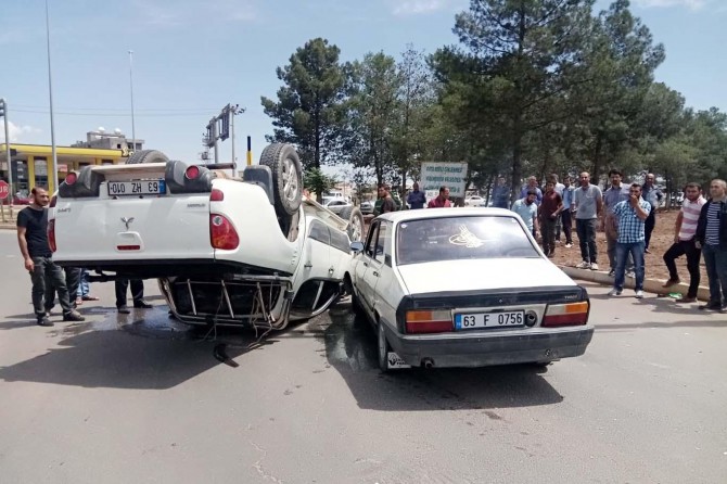 Takla atan kamyonetten yara almadan kurtuldu