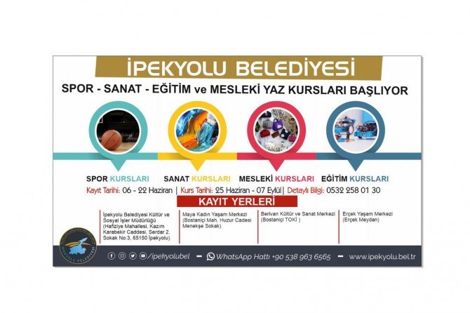 İpekyolu’nda “Yaz Kursları” kayıtları başladı