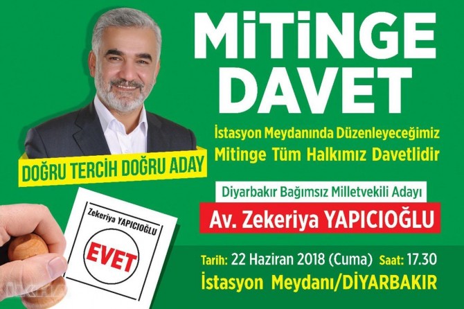 Yapicioglu dê li Diyarbekirê mîtîng tertîp bike