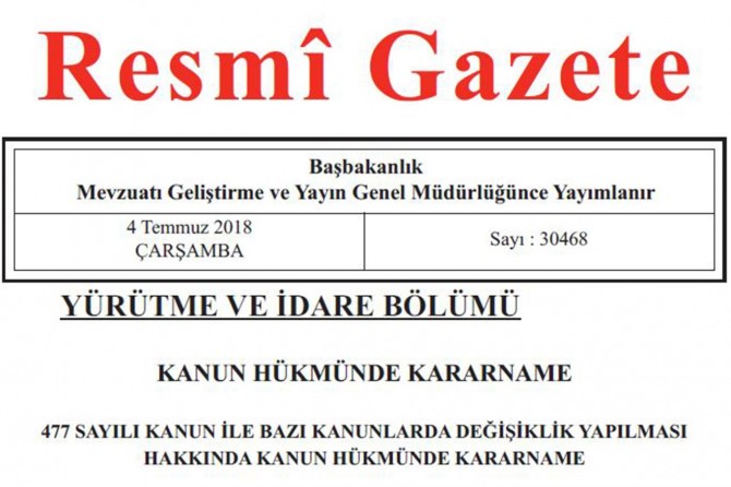 Yeni KHK yayınlandı