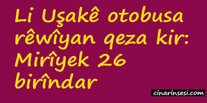 Li Uşakê otobusa rêwîyan qeza kir: Mirîyek 26 birîndar