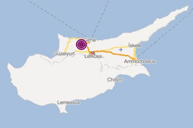 Kıbrıs'ta 4.0 büyüklüğünde deprem