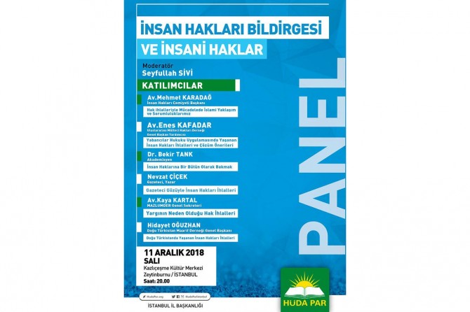 HÜDA PAR İnsan Hakları Günü münasebetiyle bir panel düzenleyecek